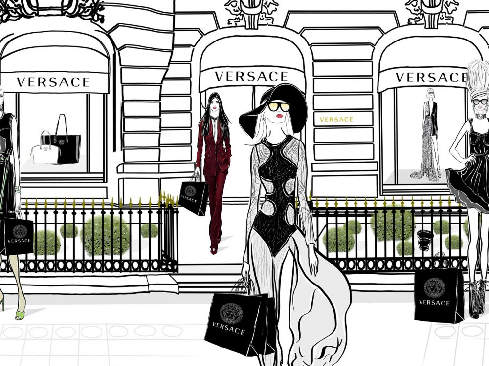 Versace Paris Fashion Illustration Scene