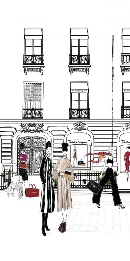Ferragamo Paris Fashion Illustration Scene